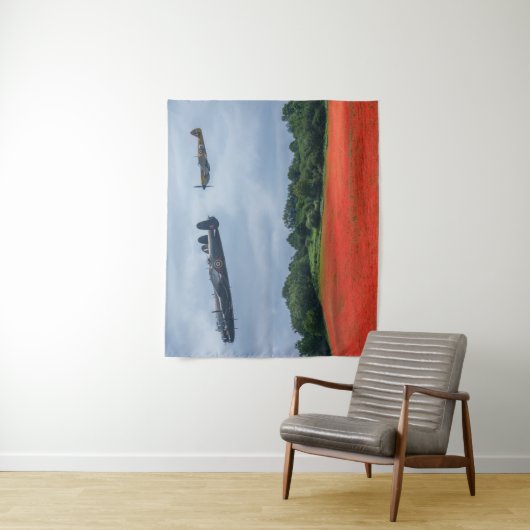 Lancaster Bomber über einem Mohnfeld Wandteppich (Beispiel)