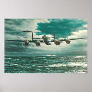 Lancaster Bombers über Meer Poster