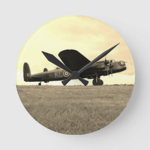 Lancaster-Bombersepia-Ton Runde Wanduhr