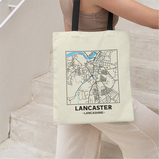 Lancaster, Lancashire City Map Tote Bag Tragetasche
