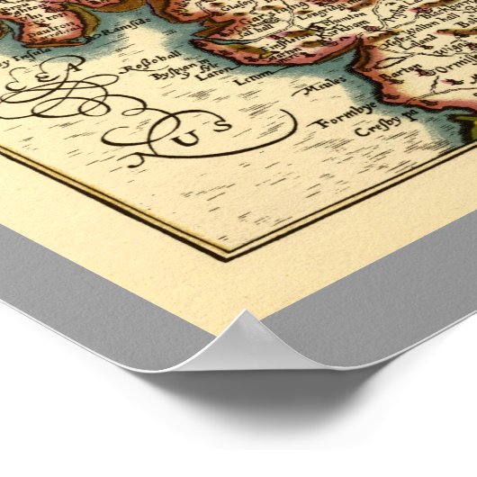 "Lancaster" Lancashire Landkreis Map Poster (Ecke)