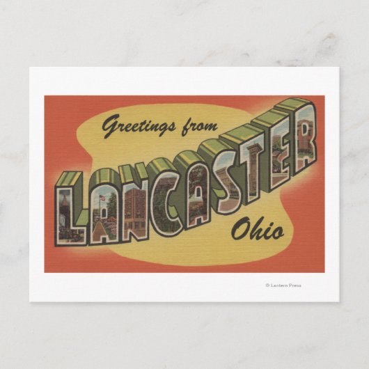 Lancaster, Ohio - Große Buchstabenszenen Postkarte (Vorderseite)