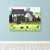 Lancaster PA - Familienbetrieb mit Kühen in Weide Leinwanddruck (Insitu (Holzboden))