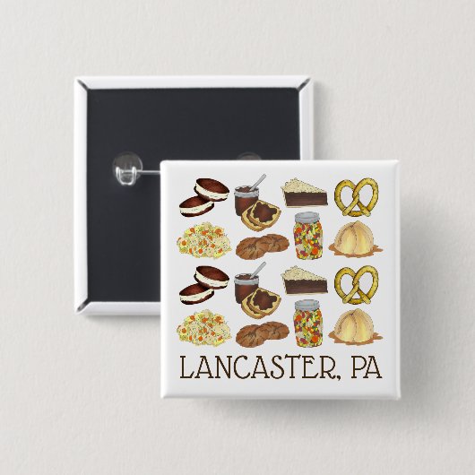 Lancaster, PA Pennsylvania Dutch Amish Foods Button (Vorne & Hinten)