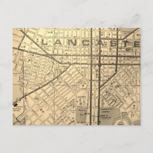 Lancaster PA Vintage Map Postkarte