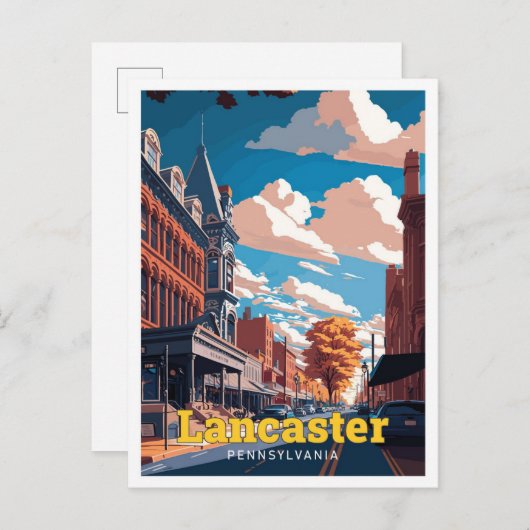 Lancaster Pennsylvania Travel Art Vintag Postkarte (Vorne/Hinten)