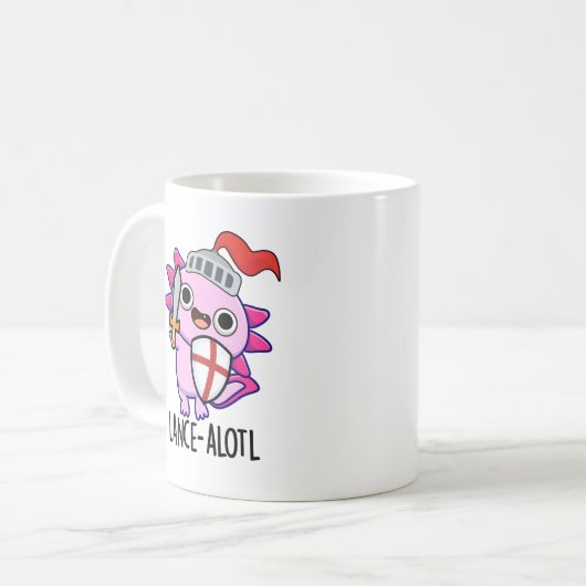 Lance-a-lotl Funny Axolotl Knight Pun Kaffeetasse (Vorderseite Links)