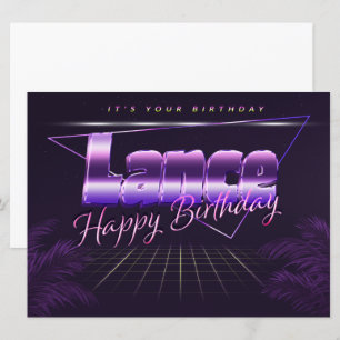 Lance Name Vorname lila retro Karte Geburtstag