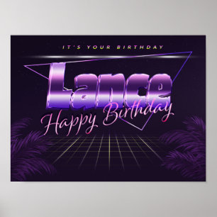 Lance Name Vorname lila retro Poster Geburtstag