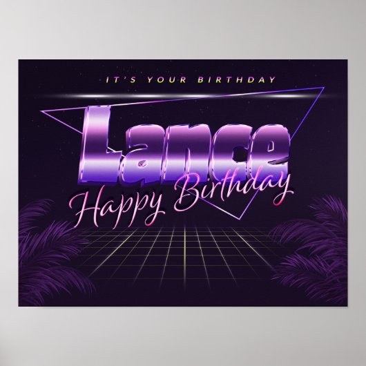 Lance Name Vorname lila retro Poster Geburtstag (Vorne)