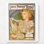 Lance Parfum Rodo Mousepad<br><div class="desc">Vintages Jugendstil-Werbeplakat für Lance Parfum Rodo von Alphonse Mucha</div>