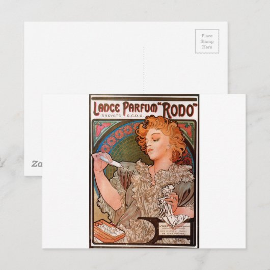 Lance parfum Rodo von Alphonse Mucha Postkarte (Vorne/Hinten)