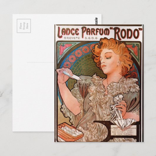 Lance parfum Rodo von Alphonse Mucha Postkarte (Vorne/Hinten)