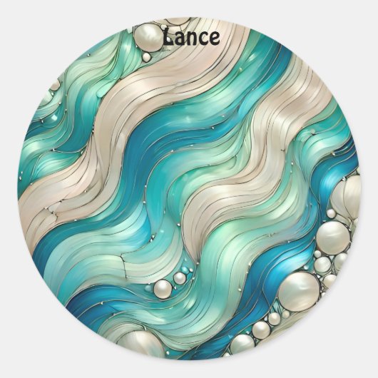 LANCE ~ SHINY Blue White Abstrakt ~ Runder Aufkleber (Vorderseite)
