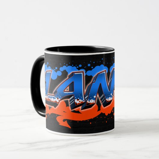 Lance Vorname Name Graffiti blue orange Tasse (Vorderseite Links)