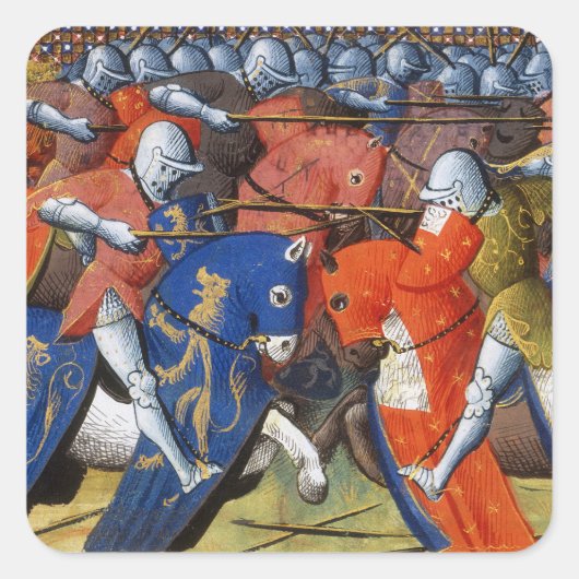 Lancelot of the Lake im Turnier von Camelot Quadratischer Aufkleber (Vorderseite)