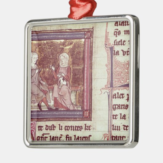 Lancelot und Guinevere sitzen und sprechen Ornament Aus Metall (Links)