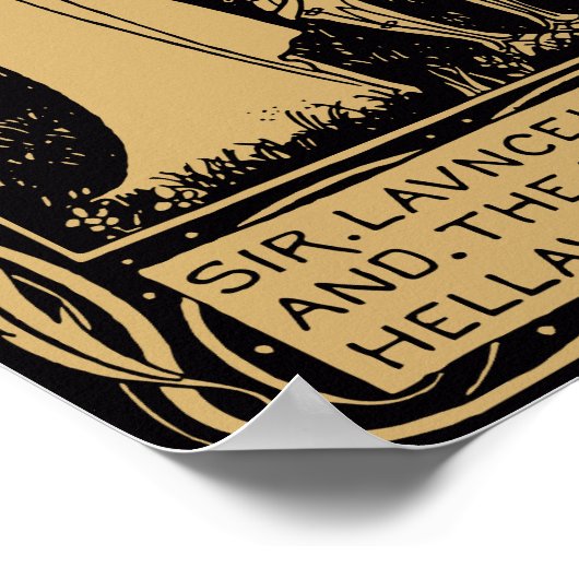 Lancelot und Hellawa von Aubrey Beardsley Poster (Ecke)