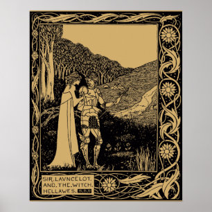 Lancelot und Hellawa von Aubrey Beardsley Poster