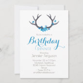 Land Antler Blauer Geburtstag Einladung (Vorderseite)