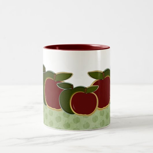 Land-Äpfel (grüne Grenze) Zweifarbige Tasse (Mittel)