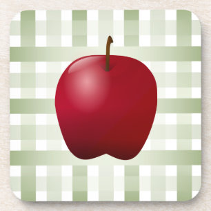 Land Apple mit grünem kariertem Untersetzer
