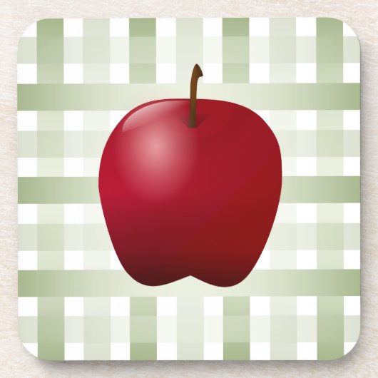 Land Apple mit grünem kariertem Untersetzer (Vorderseite)
