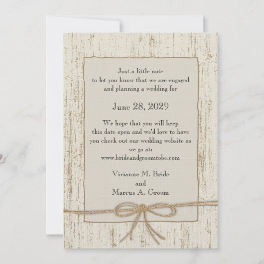 Land Barn Wood Save the Date (Rückseite)