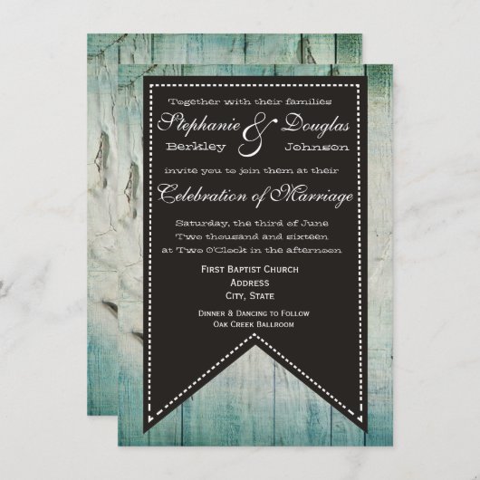 Land Barnholz Rustikale Hochzeitseinladungen Einladung (Vorne/Hinten)