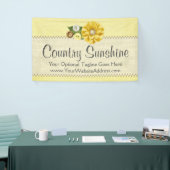 Land-Bauernhaus-gelbe nähende Knöpfe u. Blume Banner (Messeveranstaltung)