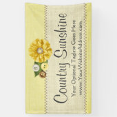 Land-Bauernhaus-gelbe nähende Knöpfe u. Blume Banner (Vertikal)