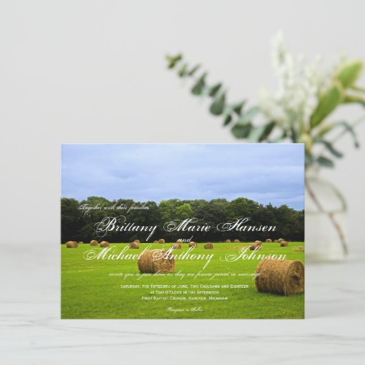 Land-Bauernhof-Heu-Ballen-rustikale Einladung (Stehend Vorderseite)