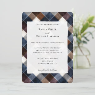 Land Blau Rot Weiße Quadrate Hochzeit Einladung