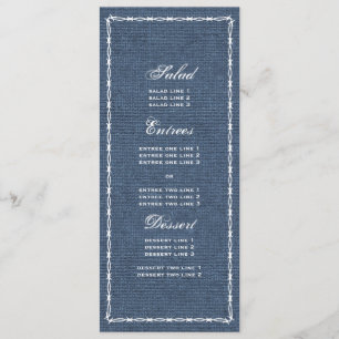 Land-blaues Denim und Barb-Draht Menükarte
