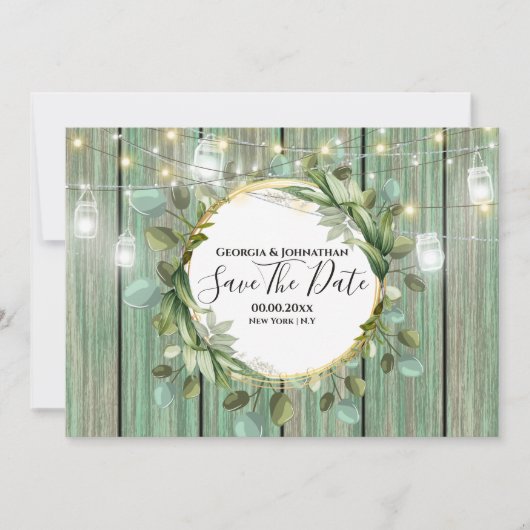 Land Blume Holz Maurer Glas Lichter Strand Save The Date (Vorderseite)