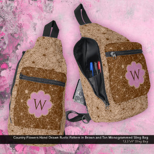 Land Blume Muster braun Tan rosa Rustikal Crossbody Bag