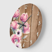 Land Blume Rustikales Stallholz Große Wanduhr (Winkel)