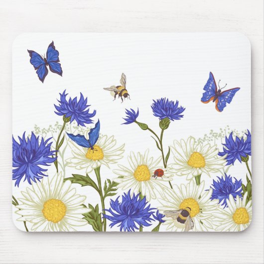 Land Blume Schmetterlinge und Ladybugs Mousepad (Vorne)