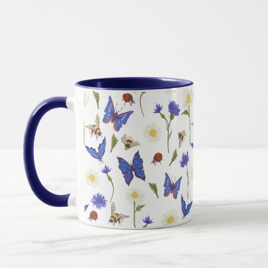 Land Blume Schmetterlinge und Ladybugs Tasse (Links)