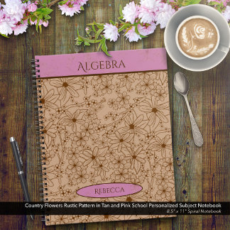 Land Blume Tan Pink School Vorname Notizblock