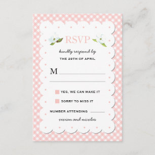 Land-Blumengingham-Rosa-blaues Hochzeit UAWG RSVP Karte