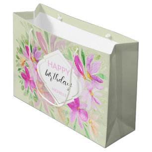 Land Boho Aquarell Flieder Blumen Elegant Große Geschenktüte