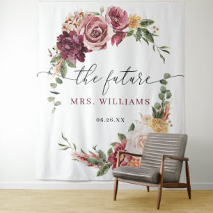 Land Boho Romantische Blumen-Hochzeitskulisse Wandteppich
