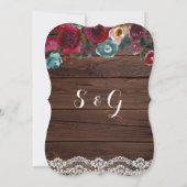 Land Burgund Marine Blumenstrasse | Hochzeit von H Einladung (Rückseite)