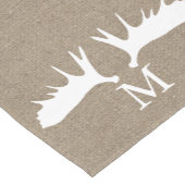 Land Burlap White Elche Antler Mit Monogramm Kurzer Tischläufer (Ecke)