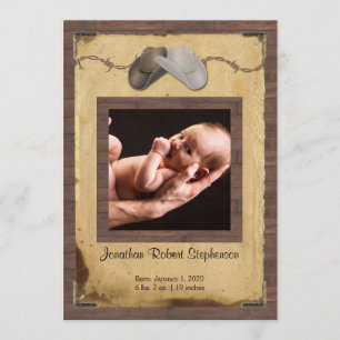 Land-Cowboyhut-Foto-Baby-Mitteilung Ankündigung