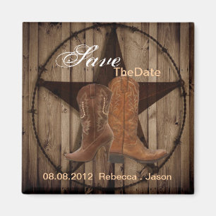 Land-Cowboystiefel-Western, der Save the Date Magnet