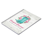 Land-Cowgirl-Stiefel u. schäbige Rosen-rustikales Notizblock (Linke Seite)