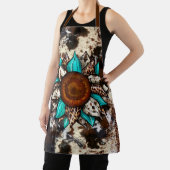 Land Cowhide und Leopard Print Türkis Blume Schürze (InSitu)