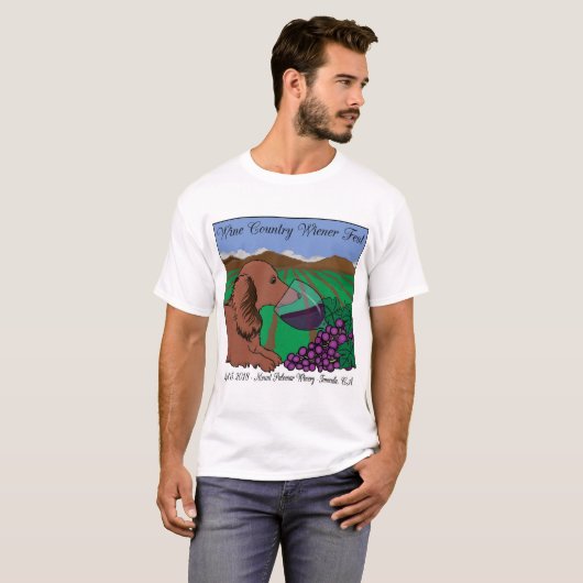 Land-Dackelfest-T - Shirt des Wein-2018 auf Weiß (Vorne ganz)